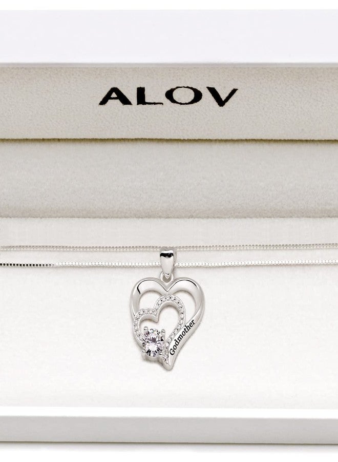 ALOV Jewelry Sterling Silver Godmother Cubic Zirconia Pendant Necklace - Image 4
