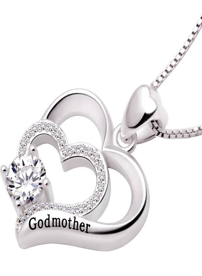 ALOV Jewelry Sterling Silver Godmother Cubic Zirconia Pendant Necklace - Image 2