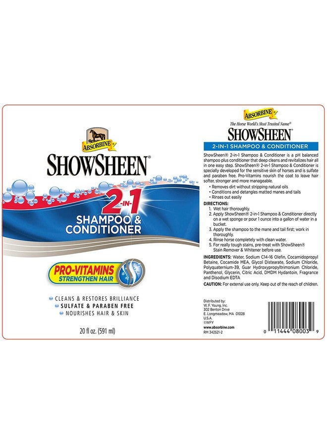 Absorbine Showsheen 2In1 Shampoo & Conditioner, Sulfate And ParabenFree, 20Oz - Image 5