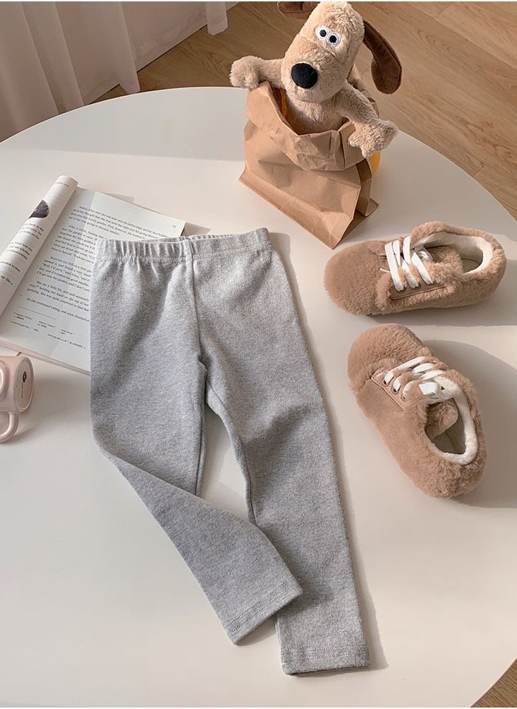 Loquat - Kids Solid Color Thermal Underwear Pants Cotton Soft Long Johns Base Layer Bottom Children's Pajama Pants Light Gray - Image 1