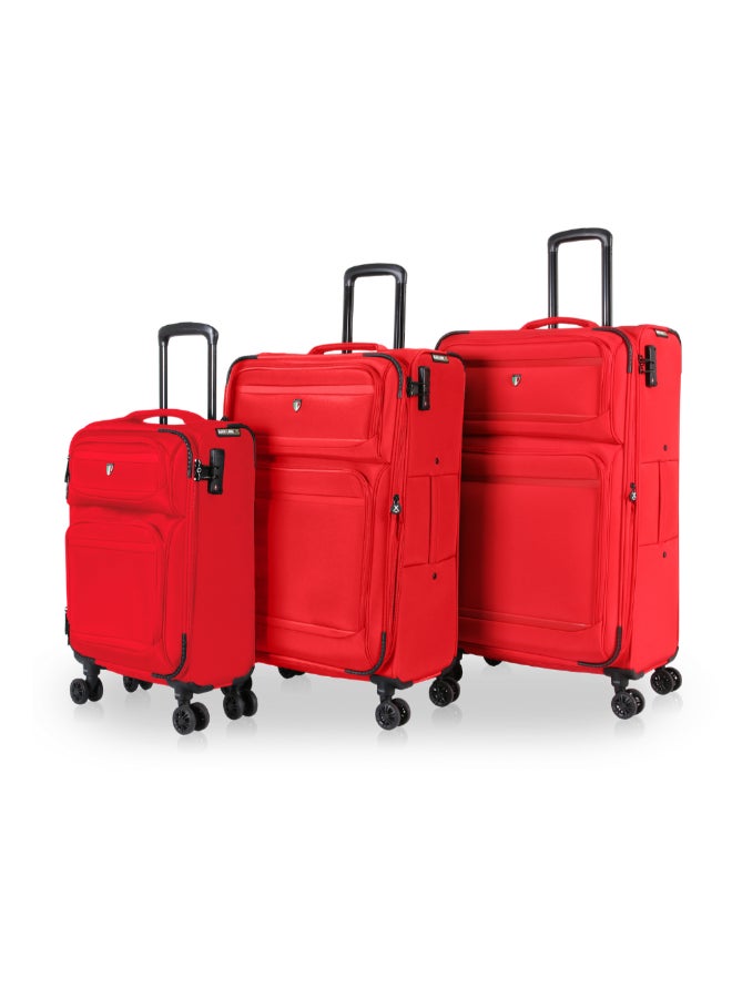 توتشي طقم حقائب سفر سوبريما بغلاف ليّن وعجلات قابلة للإزالة 3 قطع أحمر 78 x 34 x 50 سم T0368 RED - Image 1