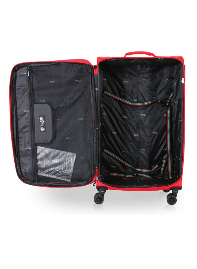 توتشي طقم حقائب سفر سوبريما بغلاف ليّن وعجلات قابلة للإزالة 3 قطع أحمر 78 x 34 x 50 سم T0368 RED - Image 5