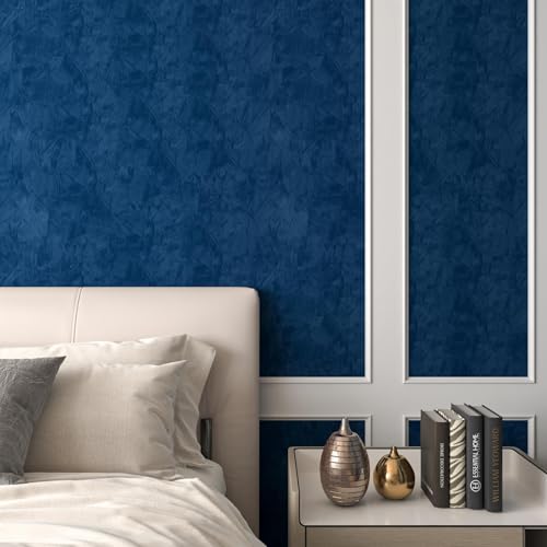 Decotalk 2ft x16ft Dark Blue Velvet Wallpaper Felt Fabric Wallpaper Self Adhesive Velvet Wall Paper for Drawer Liner Blue Flocking Fabric Drawer Lining Jewelry Box Flocking Self Adhesive Felt Sheets - Image 3