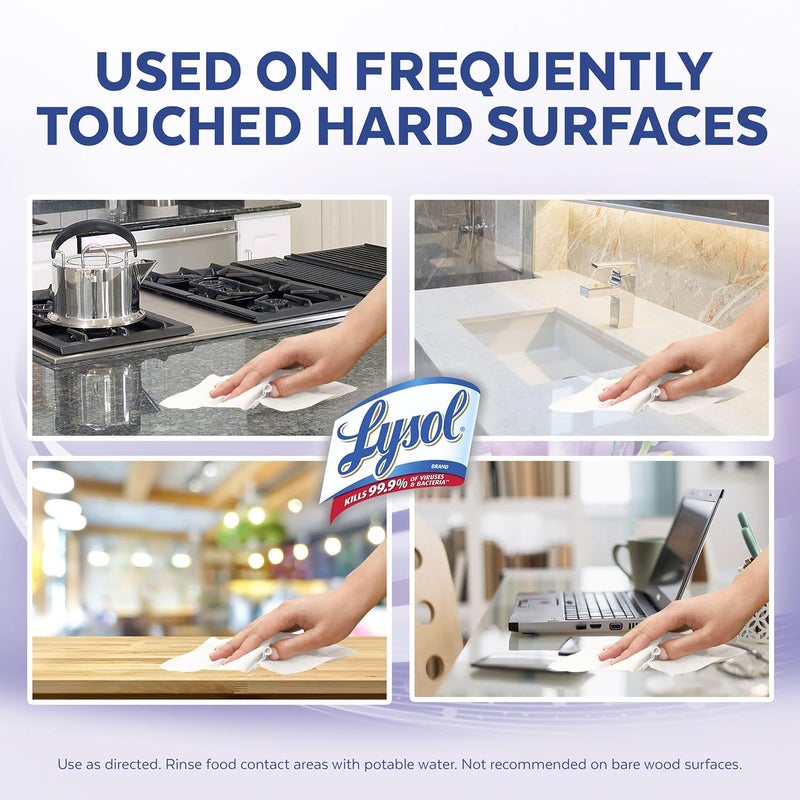 Lysol Disinfectant Wipes, Multi-Surface Antibacterial Cleaning Wipes, Dorm Room Essentials For Disinfecting and Cleaning, Early Morning Breeze, 80 Count (Pack of 1) - Image 4