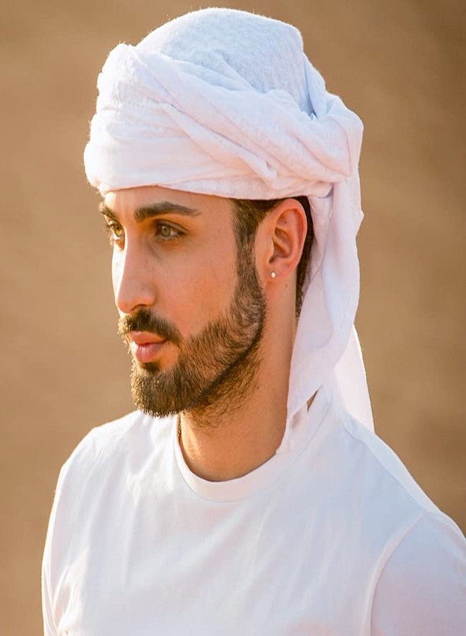 هوملكس كوفية غطاء رأس عربي للرجال، عمامة شيخ مسلم، غطاء رأس سعودي دبي - Image 2