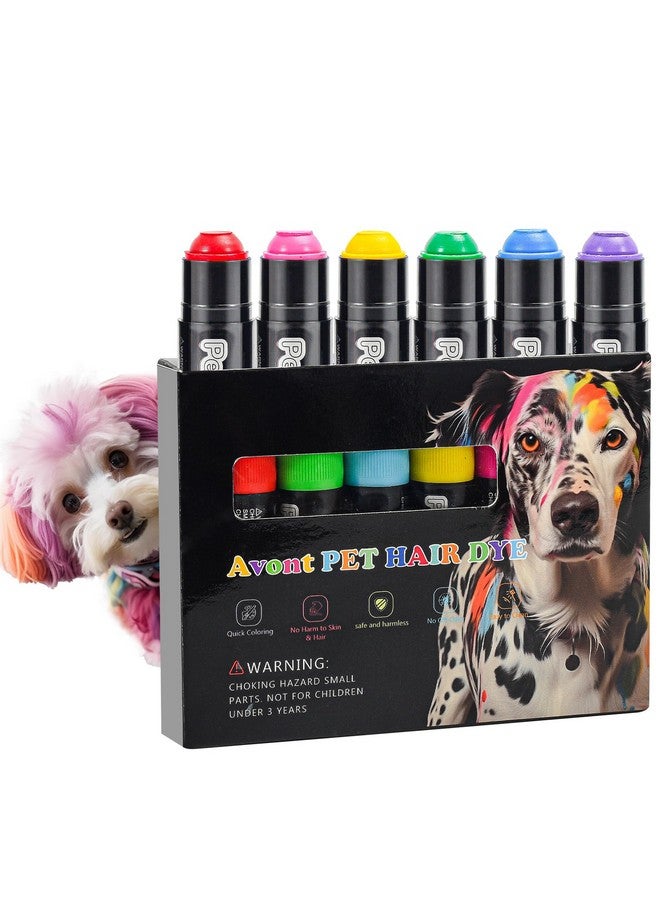 Avont Dog Hair Dye Paint Temporary, Pet Fur Markers Non Toxic Safe Hair Color Painting Styling Crayon For Cats Horses Cattle Livestock 6 Colors - Image 1