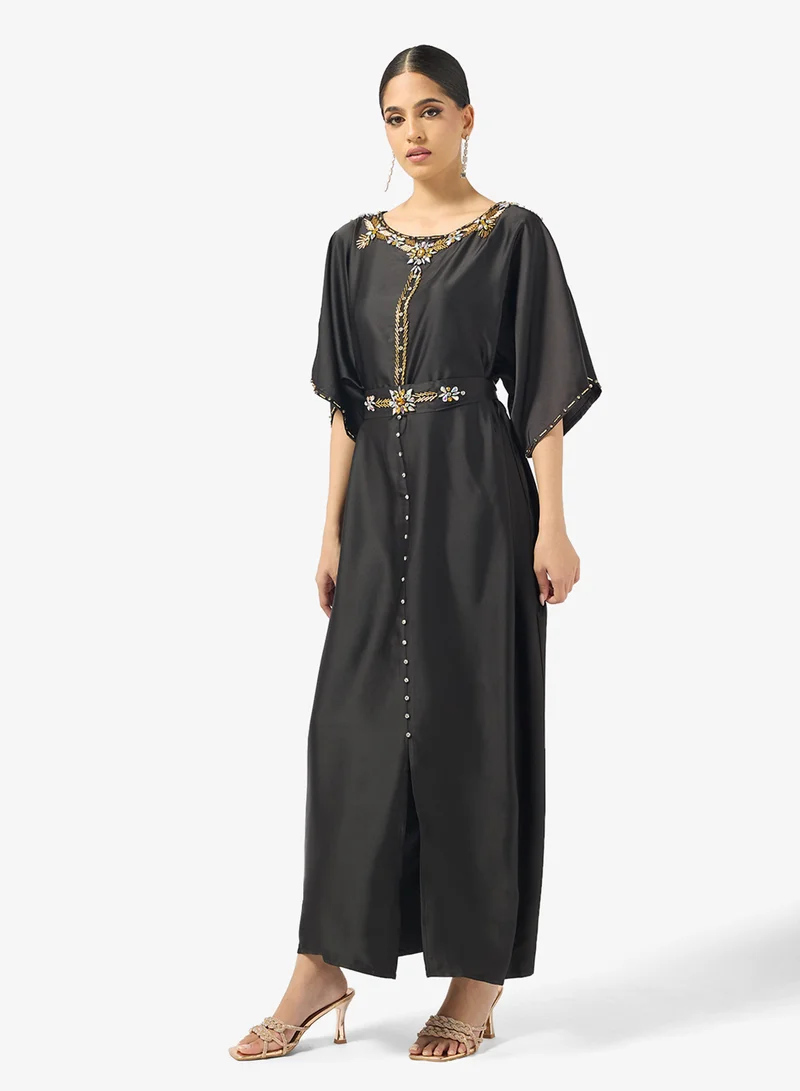 Khizana  Embellished Dress With Slit Sleeves for Women | Best Price UAE