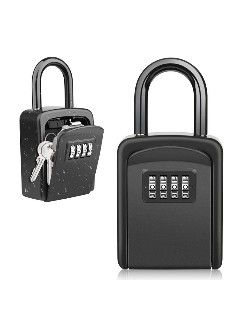 SYOSI Key Safe, Portable Lock Box for Keys Outdoor with Removable Shackle, Hangable Combination Key Lock Box for Home Office Garage School, Free of Installation - Image 1