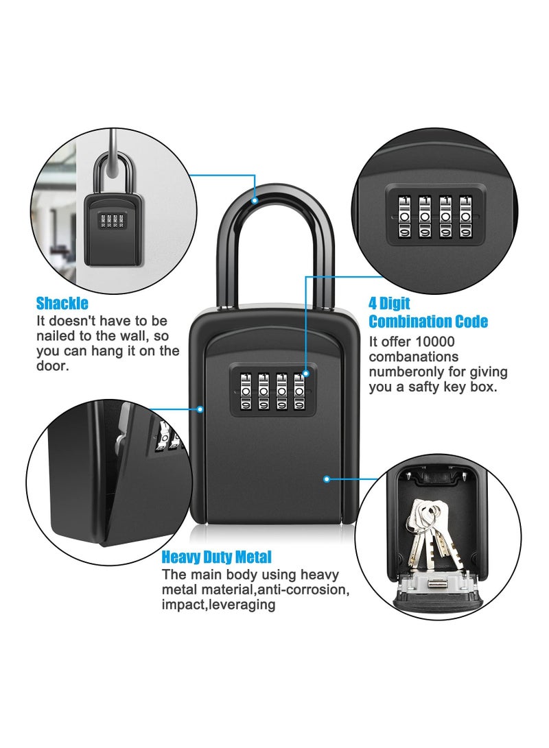SYOSI Key Safe, Portable Lock Box for Keys Outdoor with Removable Shackle, Hangable Combination Key Lock Box for Home Office Garage School, Free of Installation - Image 4