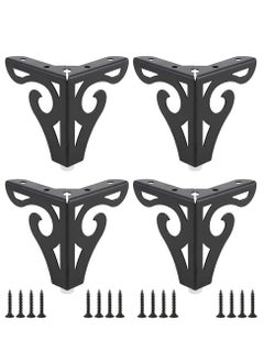 KASTWAVE Furniture Legs, 10cm Heavy Duty Furniture Metal Table Legs with Screws, Perfect for Coffee Table, Dining Table, Cabinet and Sofa (Retro Design, Black)  - Image 1