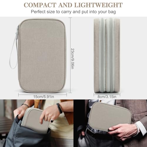 FYY Electronic Organizer, Large Travel Cable Organizer Bag Pouch Electronic Accessories Carry Case Portable Waterproof Double Layers All-in-One Storage Bag for Cable, Cord, Charger, Phone, Khaki - Image 2