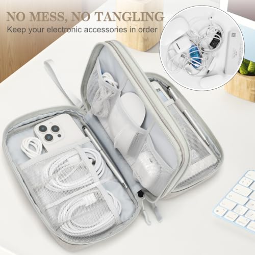 FYY Electronic Organizer, Large Travel Cable Organizer Bag Pouch Electronic Accessories Carry Case Portable Waterproof Double Layers All-in-One Storage Bag for Cable, Cord, Charger, Phone, Khaki - Image 5
