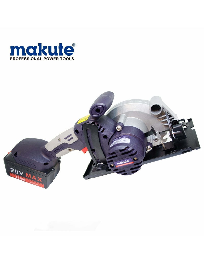 makute Cordless Mini Circular Saw 20V, 125mm Blade, 600W, 5500 RPM, Adjustable Cutting Depth, Safety Button, Wood Cutting Handheld Saw, CCS125-BL  - Image 2