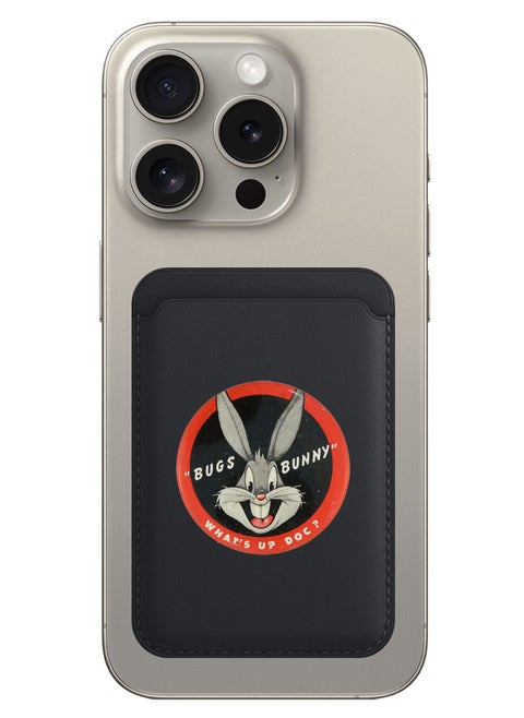 Magnetic Wallet, Compatible with MagSafe Wallet, for iPhone Wallet, for iPhone 16/15/14/13/12 Series, Not for iPhone 13/12 mini, 3 Card Holder, Vegan Leather, Black - Bugs Bunn