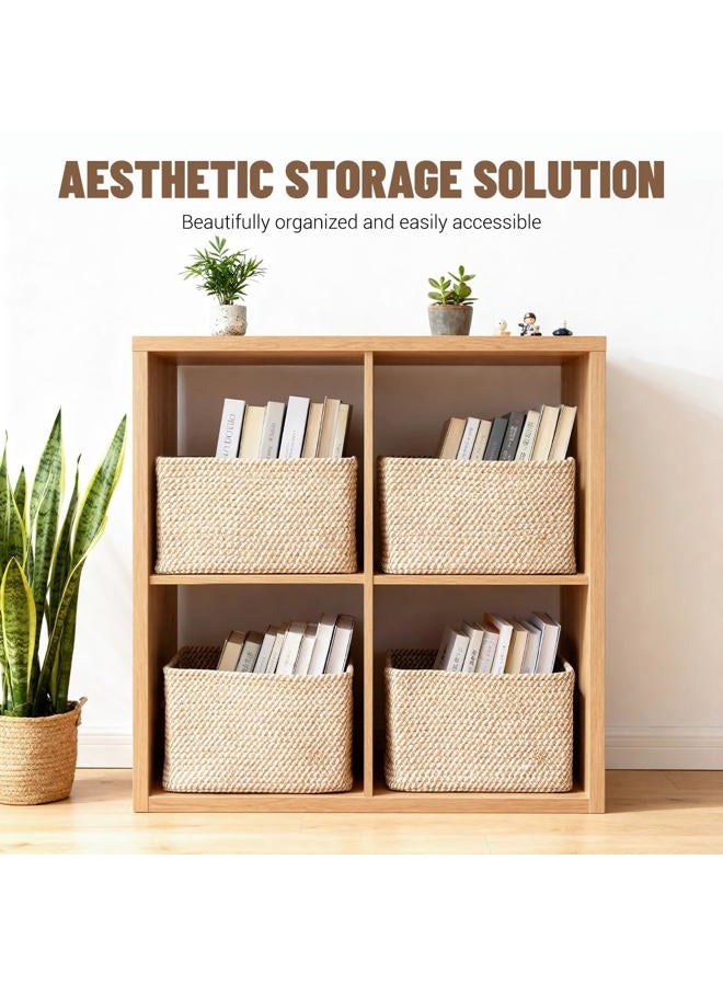 Yilobi 5 Pack Woven Storage Baskets for Shelves Organizing, Decorative Cotton Rope Organization Storage Bins for Toy, Book, Towel, Clothes, Closet, Nursery, Bathroom & Home Decor, Khaki - Image 2
