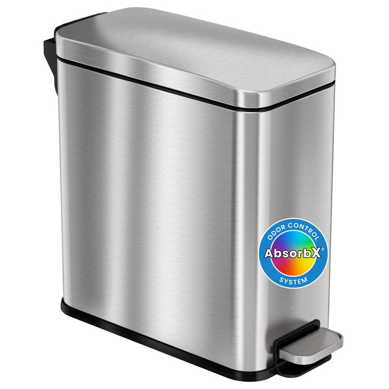 iTouchless SoftStep 3 Gallon Bathroom Slim Step Trash Can with Odor Control System  Removable Inner Bucket FingerprintProof Stainless Steel Wastebasket for Bathroom Office and Tight Spaces