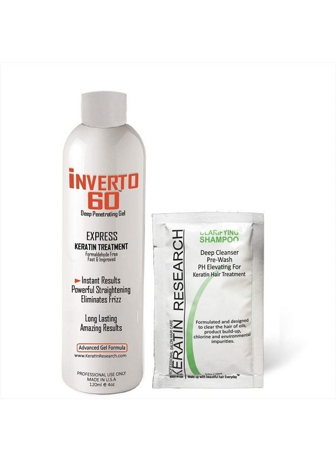 INVERTO REVOLUTION - INVERTO 60 Advanced Gel Complex Brazilian Keratin Hair Blowout Treatment Formaldehyde Free Straightening Smoothing and Repairing Damaged Hair Keratin Research (Average Hair-120ml) - Image 1