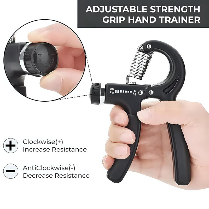 Oblivion Hand Grip Workout Strengthener | Adjustable Hand Gripper for Men & Women at Home | Finger Power Exerciser Gripper, Strength Trainer & Rehabilitation Tool Gym Workout Equipment (Black) - Image 2