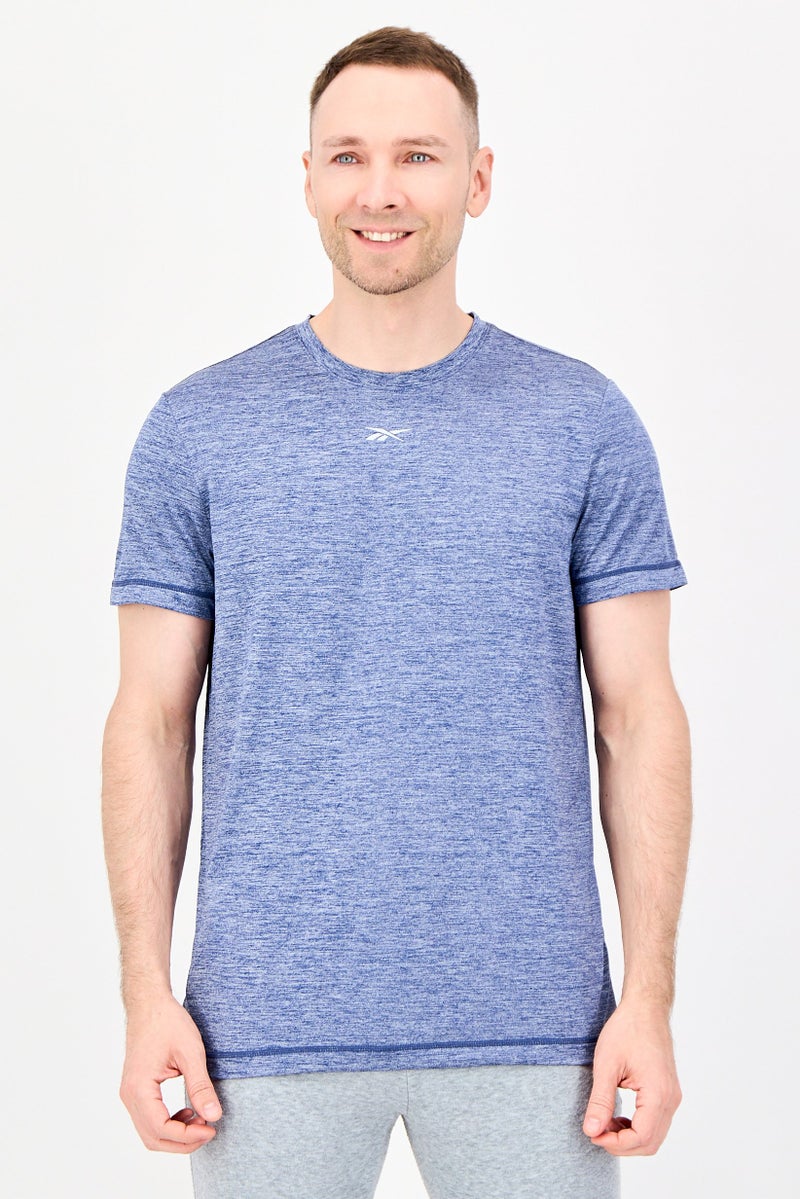 Reebok Men Sportswear Fit Short Sleeve Training T-Shirt, Heather Navy - Image 1