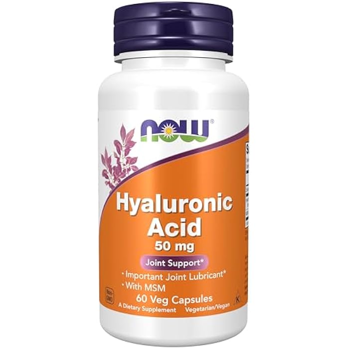 NOW Supplements, Hyaluronic Acid 50 mg with MSM, Joint Support*, 60 Veg Capsules - Image 1