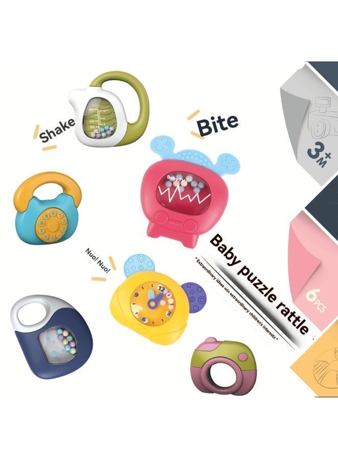 VIVAKIDS Baby Rattles Set Newborn Teether Toys for 3+ Months Infants Sensory Development Gift Set Early Learning Shaker & Bite Toys 4 Pieces Multicolor - Image 5