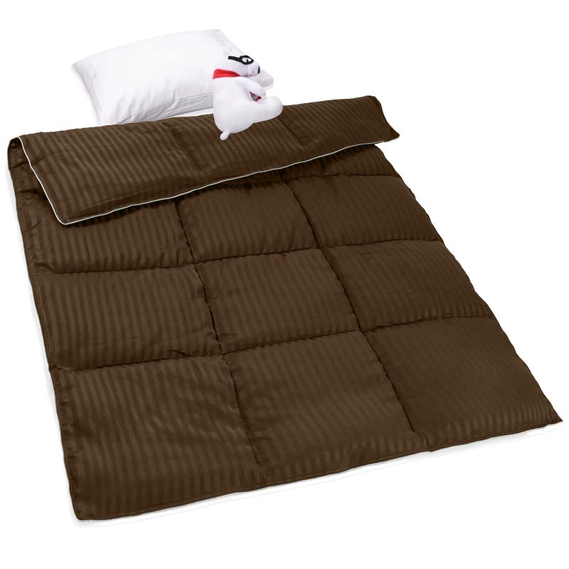 ZPECC Toddler Down Alternative Comforter, 39x47 Hypoallergenic Baby Blanket Quilt, Soft Breathable Lightweight All Season Kids Duvet Insert for Crib Stroller Cot Daycare, Brown - Image 1