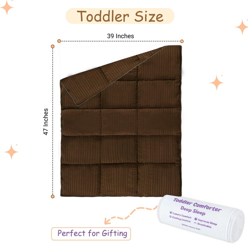 ZPECC Toddler Down Alternative Comforter, 39x47 Hypoallergenic Baby Blanket Quilt, Soft Breathable Lightweight All Season Kids Duvet Insert for Crib Stroller Cot Daycare, Brown - Image 2