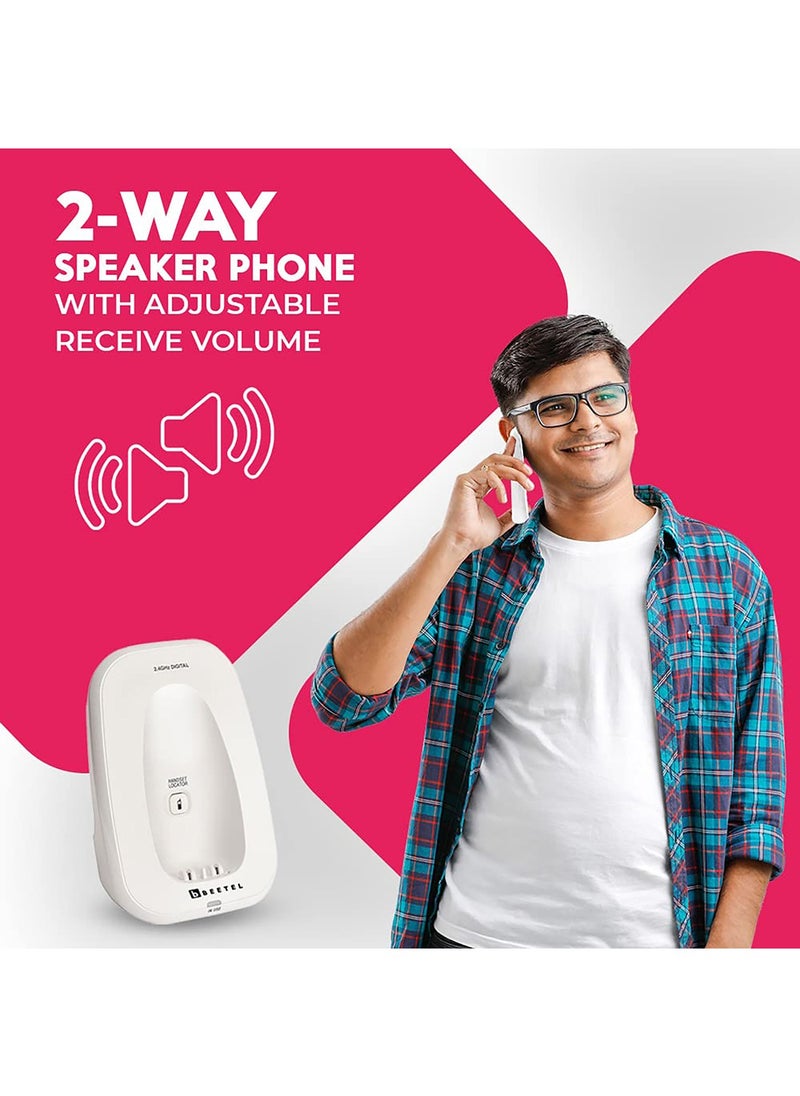 Beetel - Beetel X70 Cordless Phone, 2.4GHz Frequency, 2 Way Speaker Phone, Ringer Volume, LED Notification for Ringer and Charging (X70)(White) - Image 1