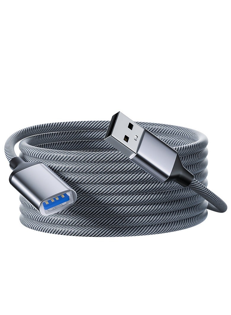 SHIXIN 2m USB male to female extension cable USB high-speed transmission aluminum shell extension cable Aluminum alloy braided USB adapter cable male to female U disk hard disk mouse extension cable computer data high-speed transmission converter - Image 5