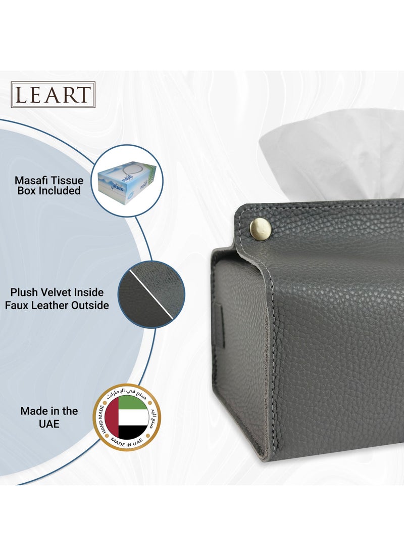 LeArt Leather Tissue Box Holder – Tissue Box Holder for Home Decorations for Living Room, Bedroom and Office | Tissue Box Cover | Car Tissue Holder | Tissue Box Cover for Car (Iron)  - Image 2
