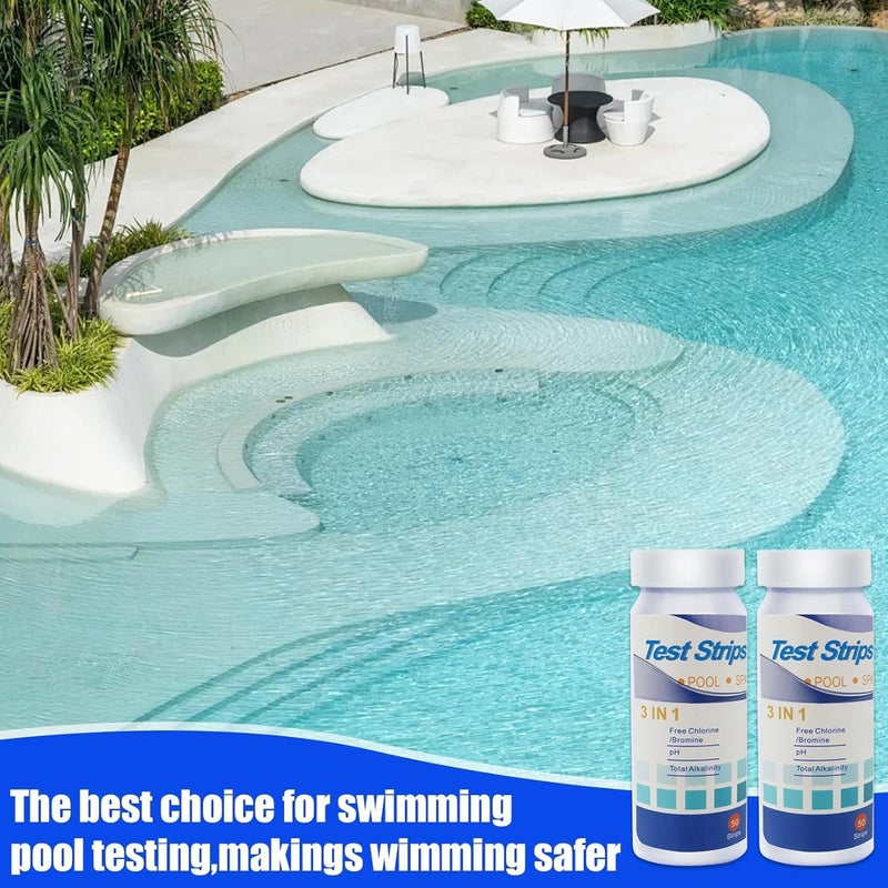 Pool Test Strips - 3-in-1 Pool Water Testing Kit for Chlorine/Bromine, pH, Alkalinity - Easy and Accurate Hot Tub Test Strips for Swimming Pools & Spas - 50 Strips - Image 2