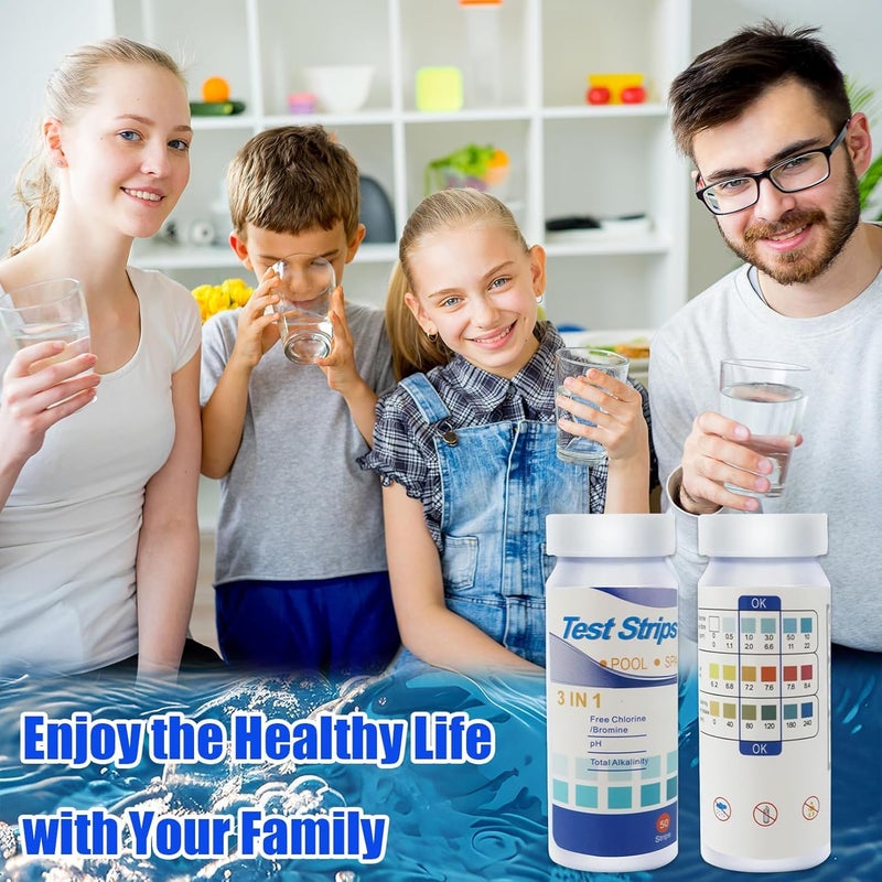 Pool Test Strips - 3-in-1 Pool Water Testing Kit for Chlorine/Bromine, pH, Alkalinity - Easy and Accurate Hot Tub Test Strips for Swimming Pools & Spas - 50 Strips - Image 3