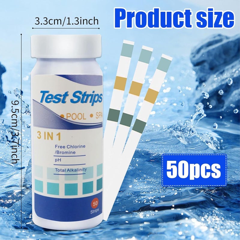 Pool Test Strips - 3-in-1 Pool Water Testing Kit for Chlorine/Bromine, pH, Alkalinity - Easy and Accurate Hot Tub Test Strips for Swimming Pools & Spas - 50 Strips - Image 5