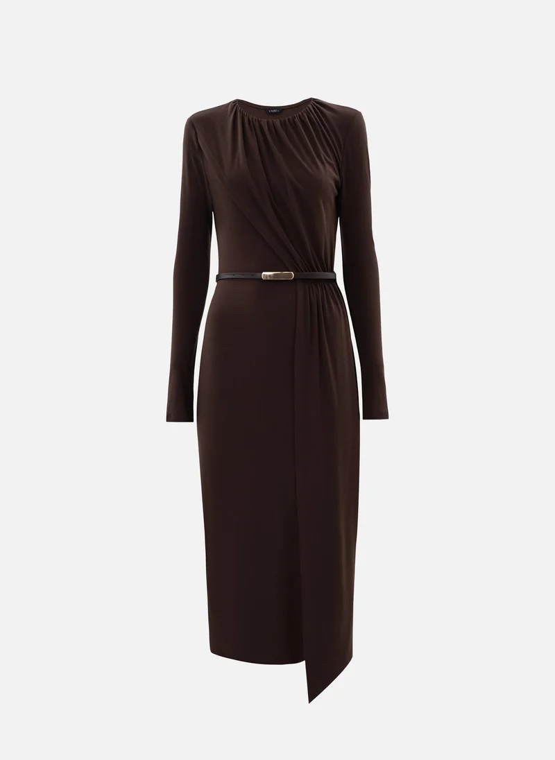 Lichi Viscose jersey midi dress with matching belt
