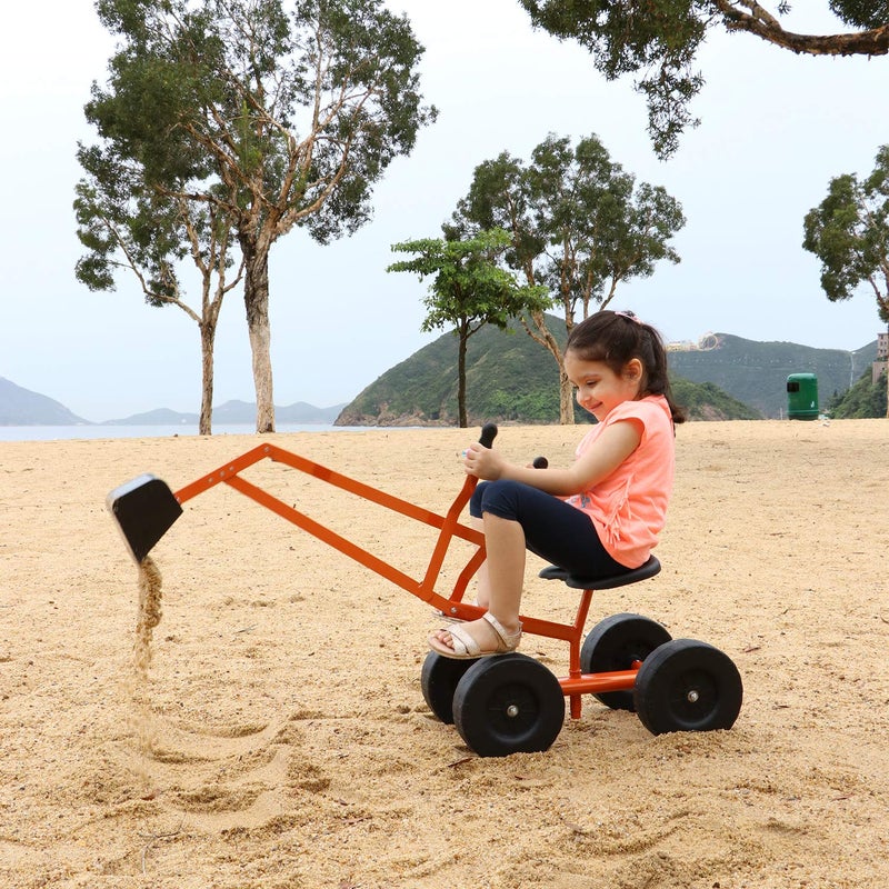 Albott Ride On Sand Digger Excavator Toys Working Crane with 8 inches Wheels and 360 Rotation Seat Orange - Image 3