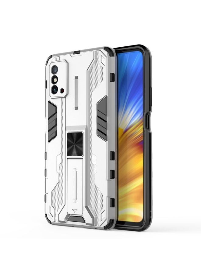 HuHa Case Cover For Honor X10 Max 5G Supersonic PC + TPU Shock-proof Protective Phone Case with Holder Silver 