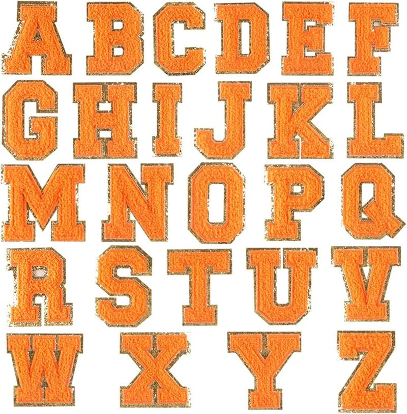 بقع برتقالية مطرزة بالحروف للخياطة 26 قطعة تطريز لإصلاح الملابس والسترات - Image 1