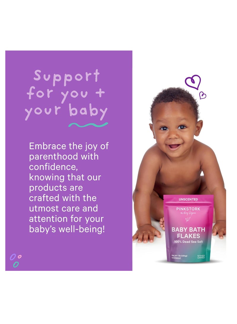 Pink Stork Pink Stork Baby Bath Flakes, Calming Fragrance Free Magnesium Bath Salts for Infants and Toddlers to Help Soothe Diaper Rash, Irritation, and Support Restful Sleep Without Melatonin - 16 oz  - Image 3
