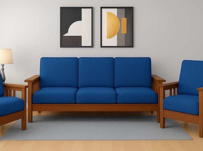 FABANE Sofa Seat Covers – Stretchable Sofa Cover for Wooden Sofa Set | Seat & Back Slipcovers Pack of 10 (Solid Navy Blue) - Image 1