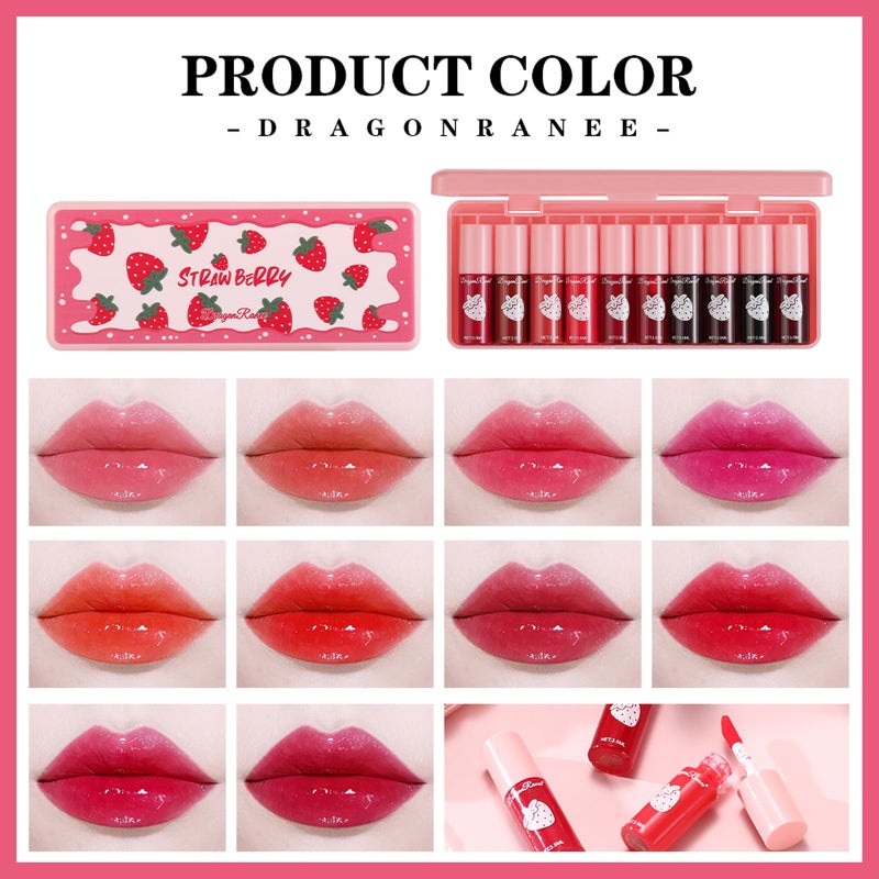Miniling 10 Colors Lip Tint Stain Set, Korean Moisturizing Lip Gloss Velvet Mini Liquid Lipstick, Multi-Use Lip and Cheek Tint, Non-Stick Cup, Lightweight, Long-Lasting Waterproof Lips Makeup - Image 3