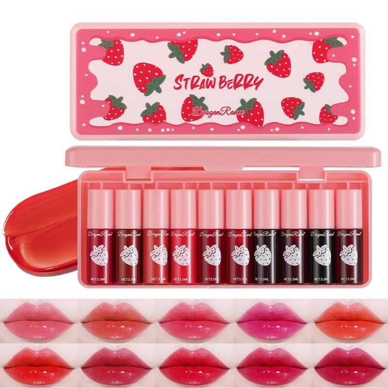 Miniling 10 Colors Lip Tint Stain Set, Korean Moisturizing Lip Gloss Velvet Mini Liquid Lipstick, Multi-Use Lip and Cheek Tint, Non-Stick Cup, Lightweight, Long-Lasting Waterproof Lips Makeup - Image 1