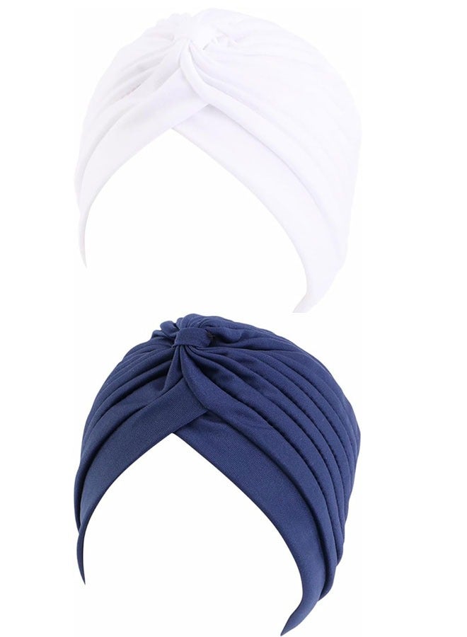 HAWAWA 6pcs Turbans for Women Stretch Slouchy Head Beanie Cover Pre-Tied Knot Twisted Pleated Headwrap Headwear, Polyester Assorted Colors - Image 3