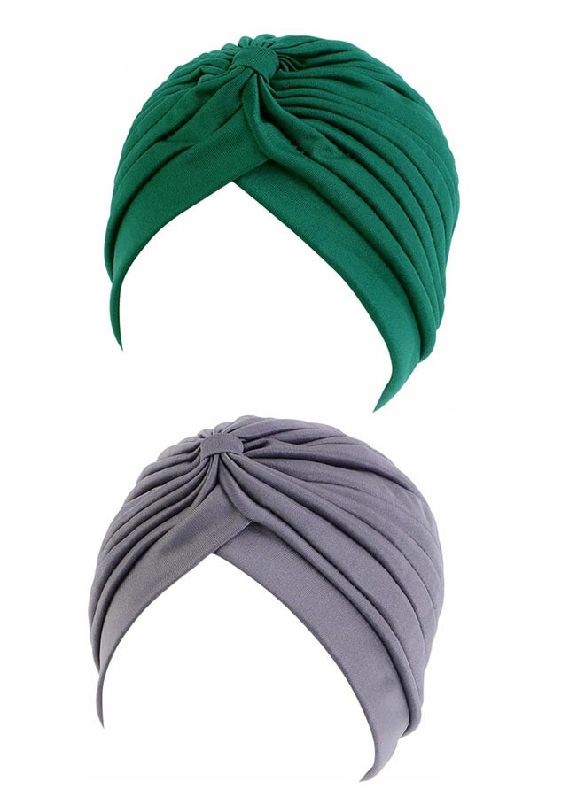 HAWAWA 6pcs Turbans for Women Stretch Slouchy Head Beanie Cover Pre-Tied Knot Twisted Pleated Headwrap Headwear, Polyester Assorted Colors - Image 4