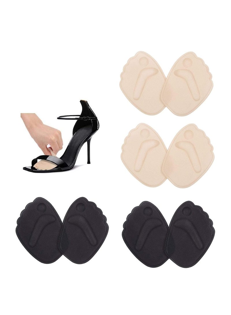 SYOSI Party Feet Ball of Foot Cushions, Metatarsal Pads, Anti-slip High Heel Insoles for Women, Forefoot Pads Self sticking Gel Insoles Insert for High Heels 4 Pairs Skin Black Color - Image 1