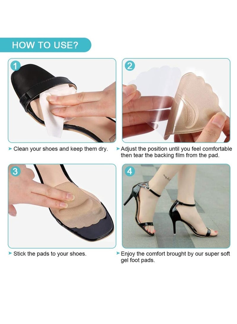 SYOSI Party Feet Ball of Foot Cushions, Metatarsal Pads, Anti-slip High Heel Insoles for Women, Forefoot Pads Self sticking Gel Insoles Insert for High Heels 4 Pairs Skin Black Color - Image 4