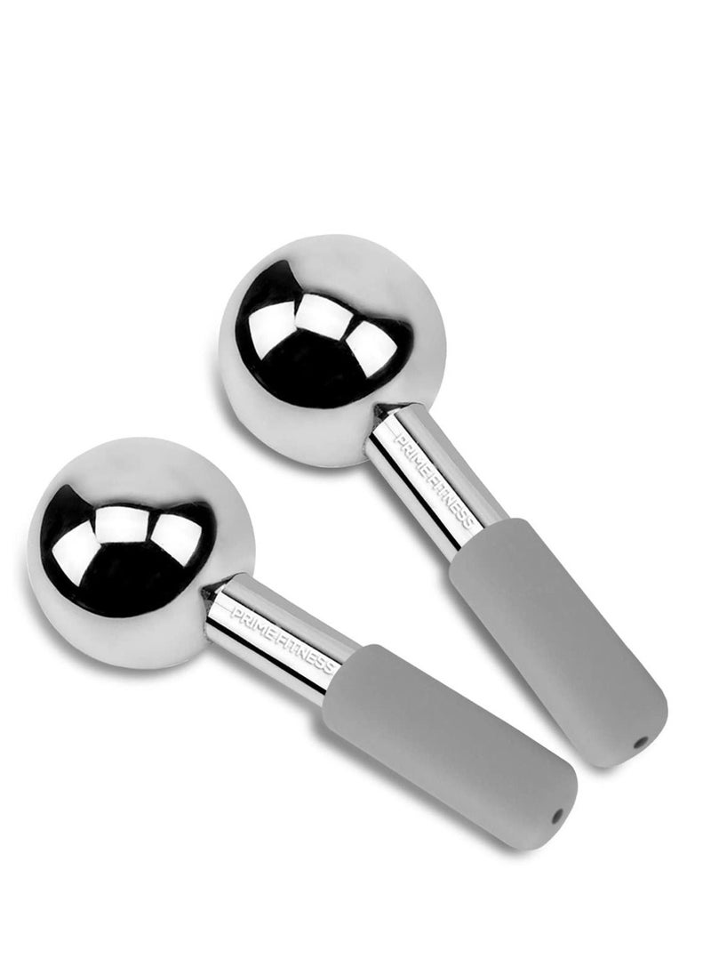 PRIME Fitness - Ice Globes for Facials Unbreakable Steel Cooling Roller Cryo Sticks for Face Massager for Face Neck & Eyes Skin Care for Dark Circles Puffiness Wrinkles Collagen Production Grey - Image 1