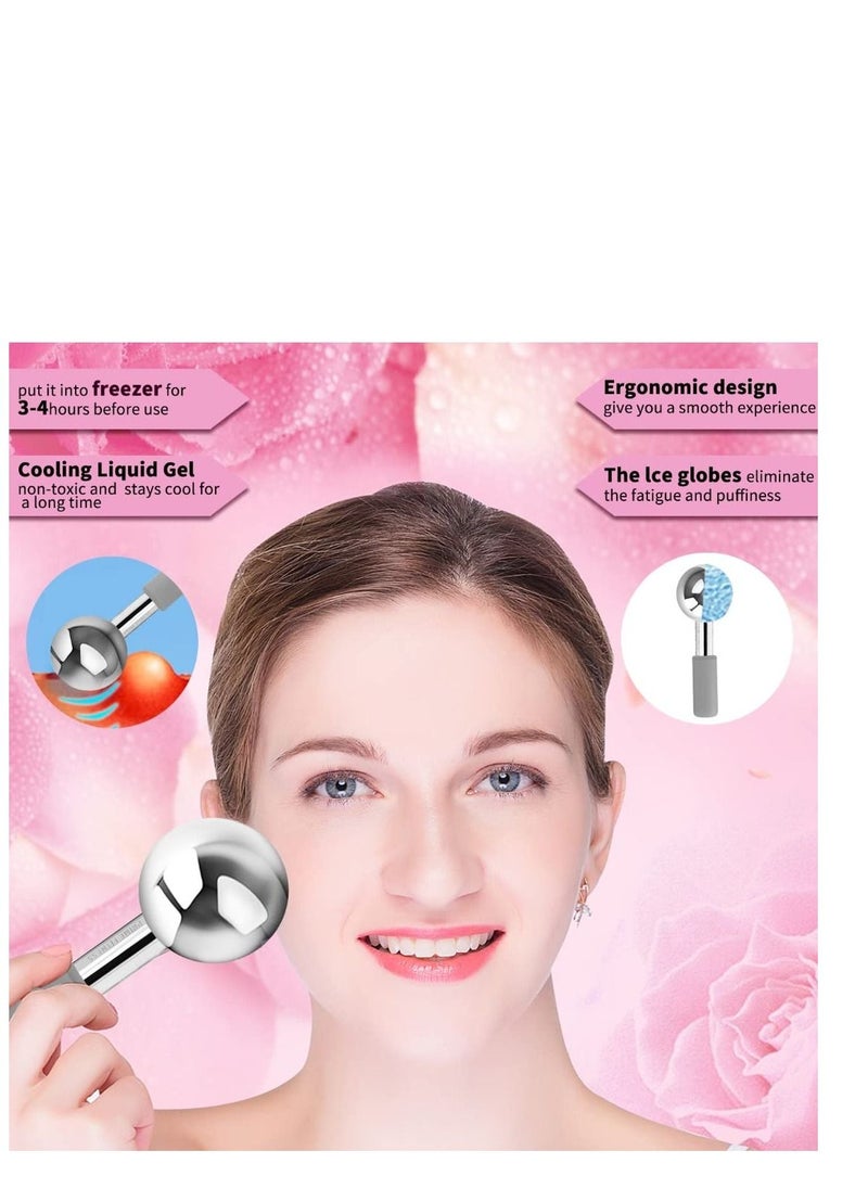 PRIME Fitness - Ice Globes for Facials Unbreakable Steel Cooling Roller Cryo Sticks for Face Massager for Face Neck & Eyes Skin Care for Dark Circles Puffiness Wrinkles Collagen Production Grey - Image 1