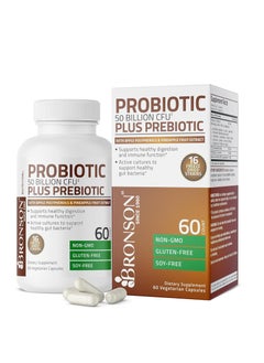 Bronson Probiotic 50 Billion Cfu + Prebiotic With Apple Polyphenols & Pineapple Fruit Extract, 60 Vegetarian Capsules  - Image 1