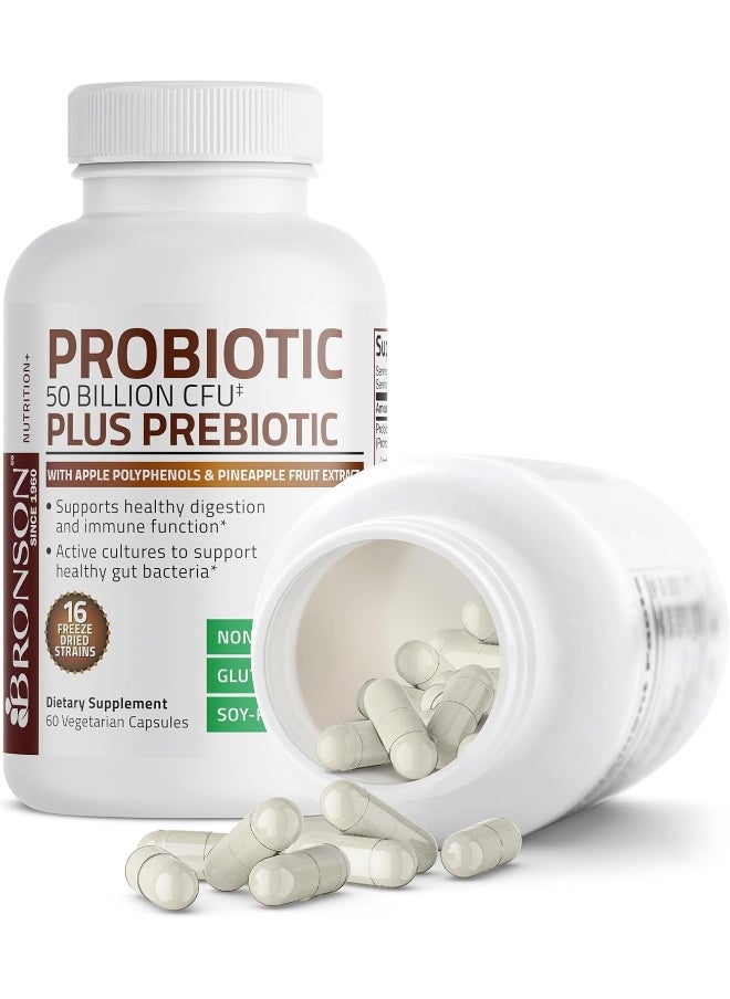 Bronson - Bronson Probiotic 50 Billion CFU + Prebiotic with Apple Polyphenols & Pineapple Fruit Extract - Image 1