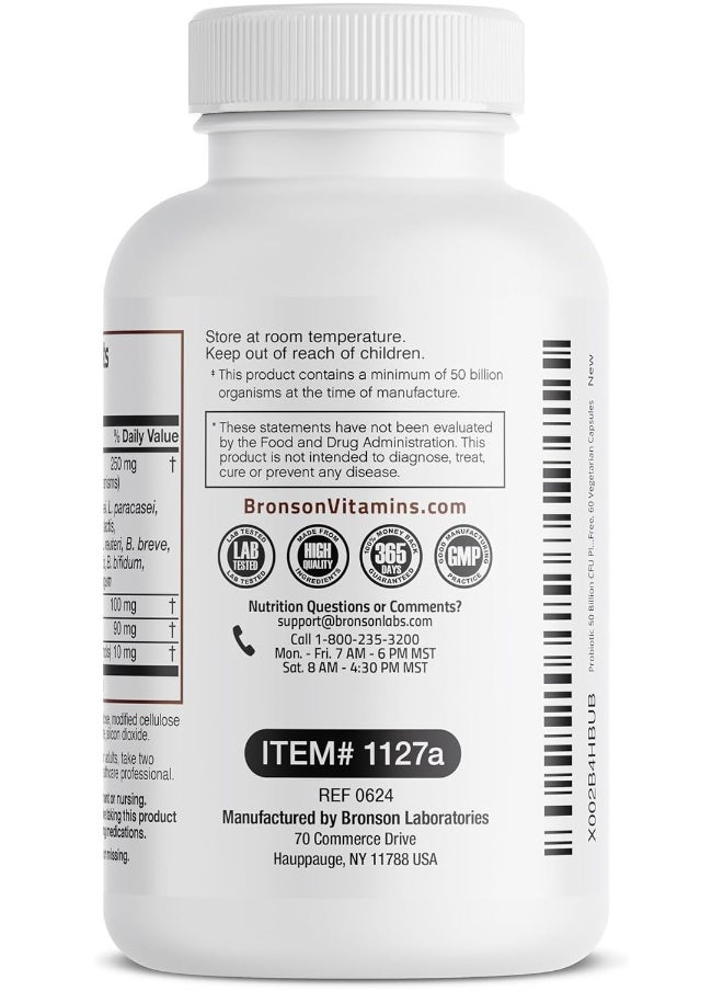 Bronson - Bronson Probiotic 50 Billion CFU + Prebiotic with Apple Polyphenols & Pineapple Fruit Extract - Image 1